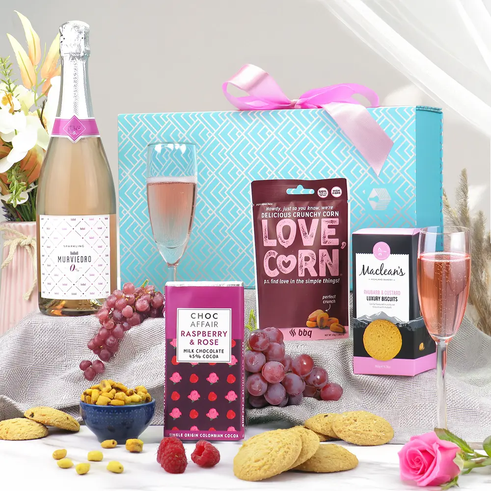alcohol free sparkling rose wine gift hamper