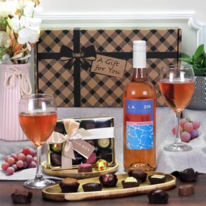 rose wine and chocolates luxury gift hamper