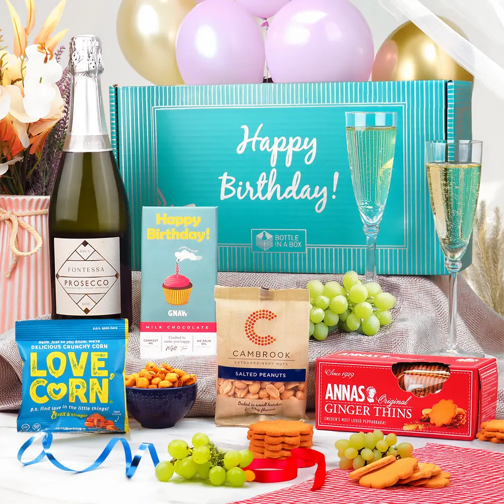 happy birthday prosecco gift set