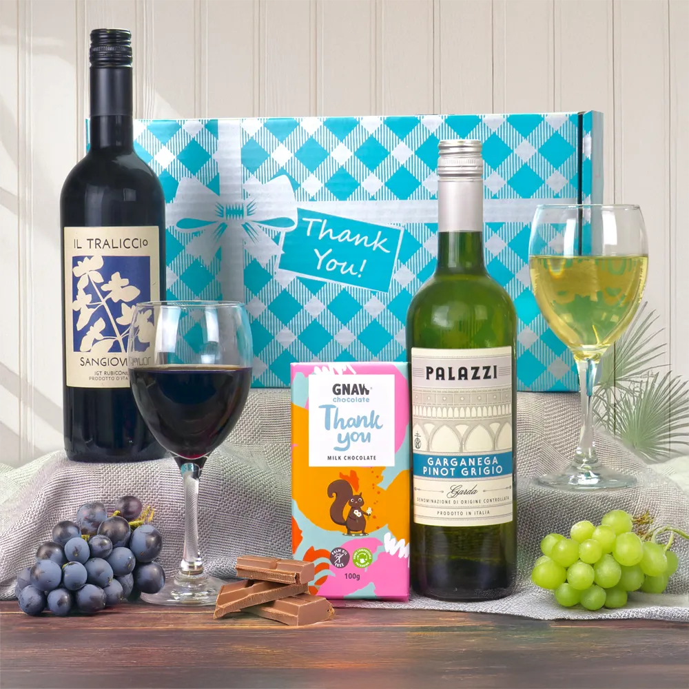 chocolate and wine thank you hamper